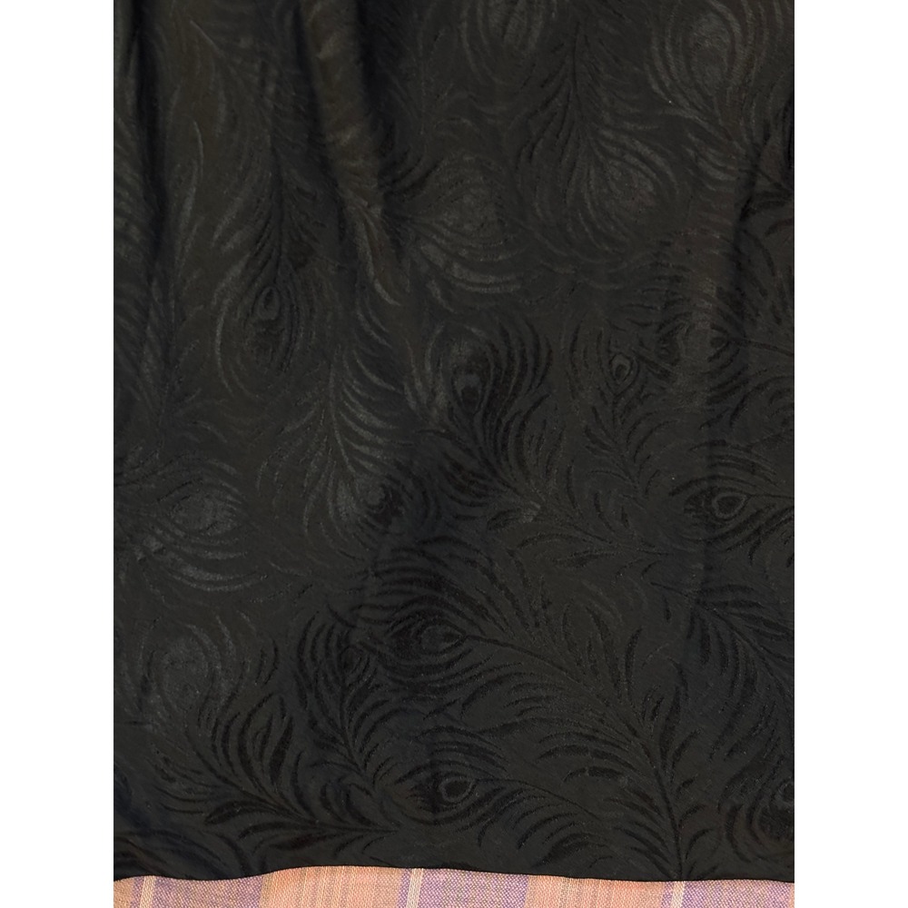 Vintage 80s 90s d'ore Black Silk Jacquard Peacock Beaded Sequin Midi Dress 6 - Picture 7 of 8